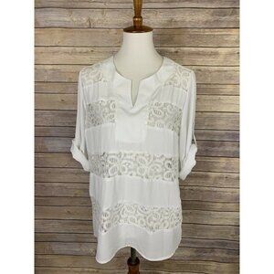 Kelly By Clinton Kelly Medium White 3/4 Sleeve